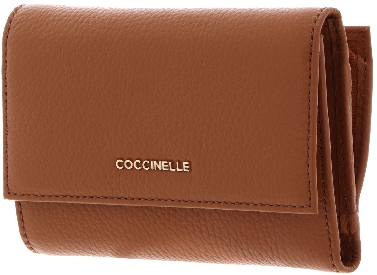 COCCINELLE Leren portemonnee Metallic Soft Wallet Grainy Leather Robin Lichtbruin