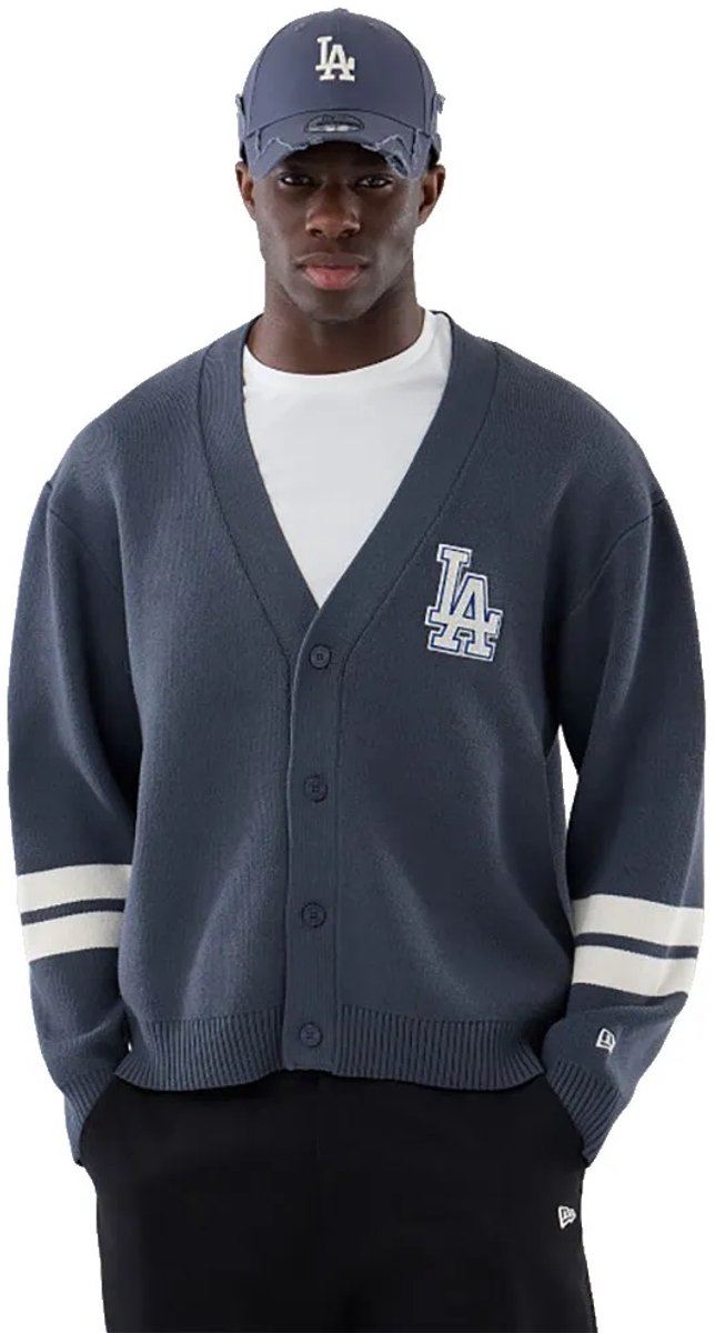 New Era Mlb Knit Los Angeles Dodgers Cardigan M Man Grijs