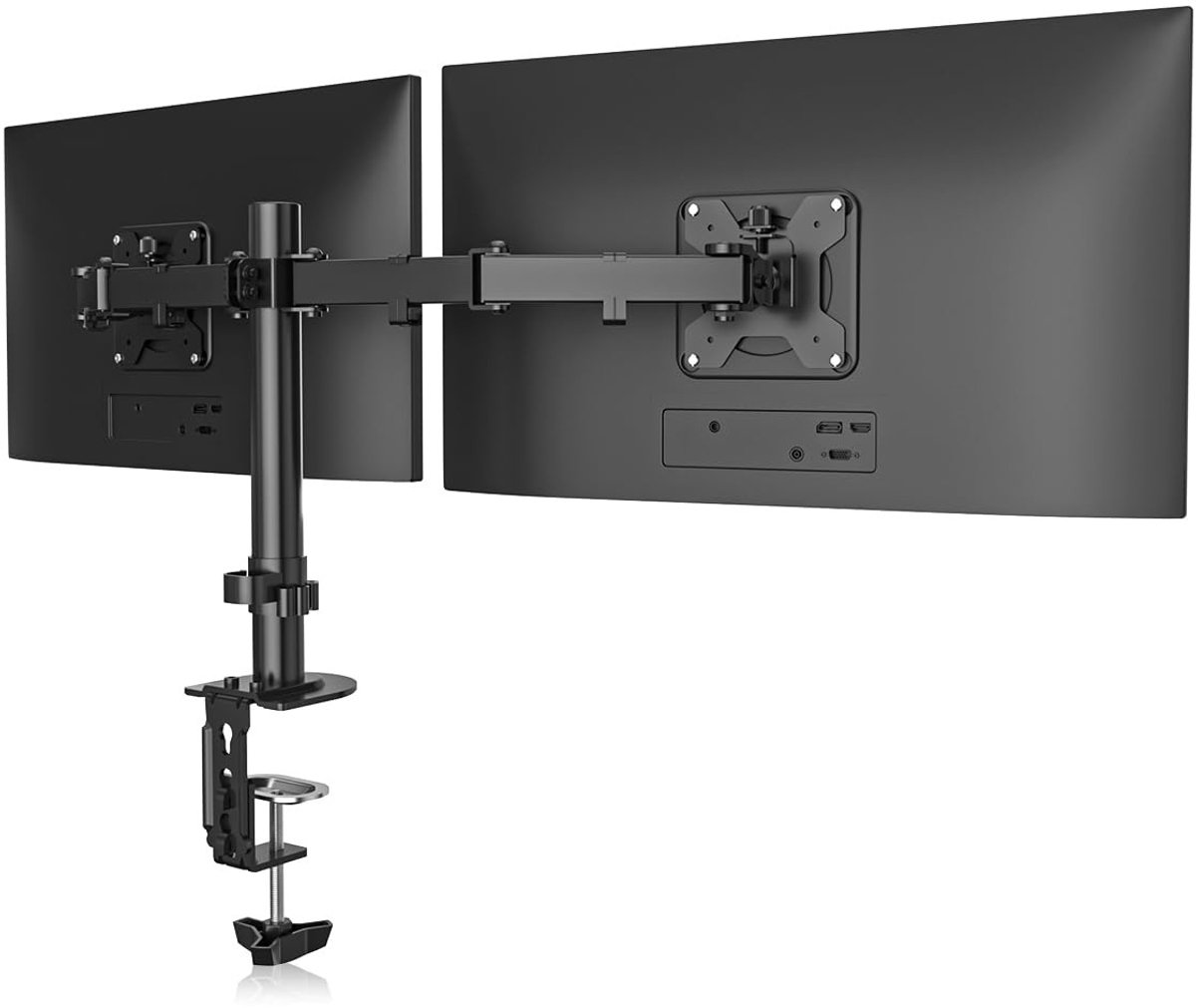 Dailygoods- Monitorhouder Ergonomisch - Dubbele Arm - Voor 2 Monitoren - 13-27 Inch - VESA 75x75/100x100 mm - Maximaal 10 kg per Arm - Monitorstandaard