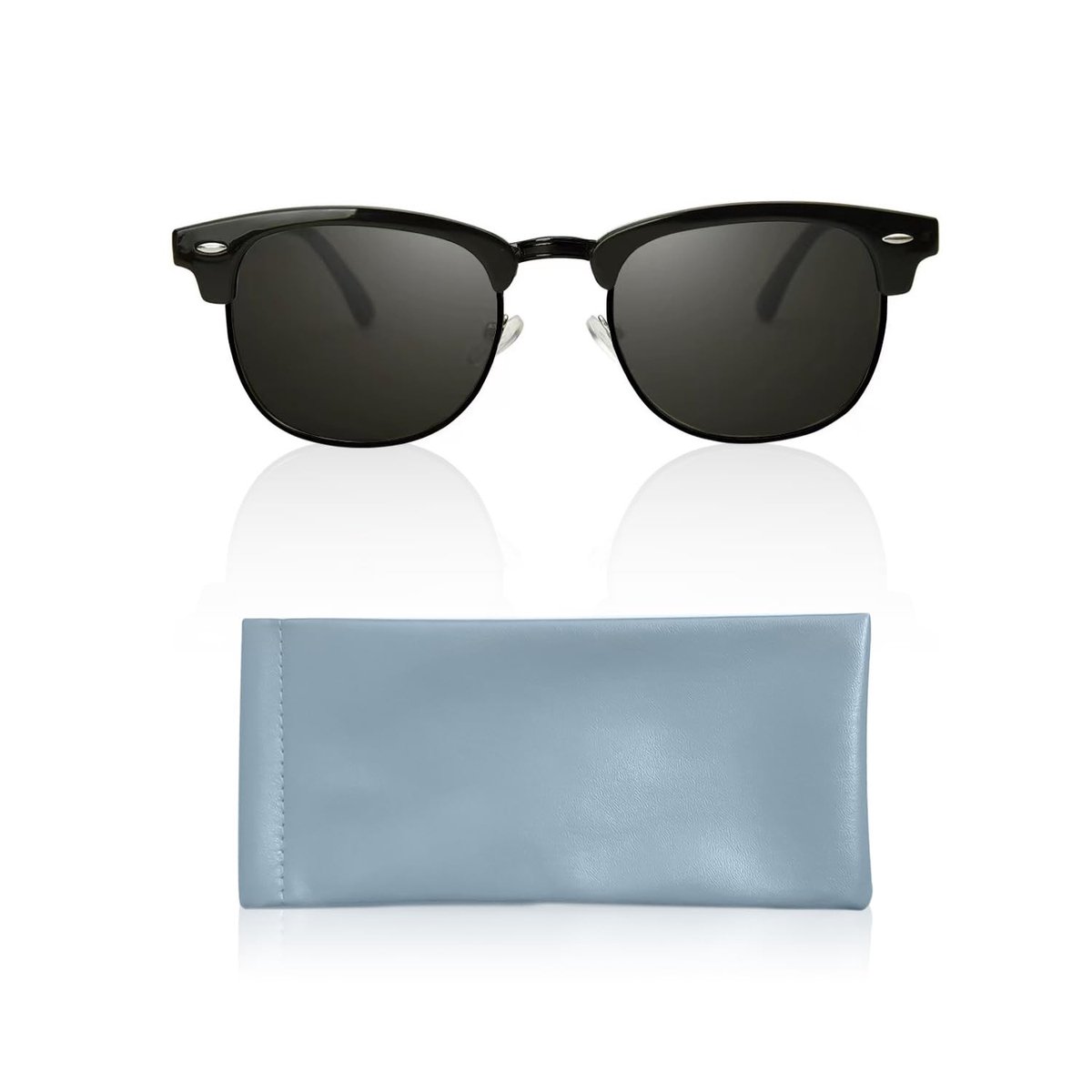 Dailygoods- Zonnebrillen Halfrond - Gepolariseerde Zonnebril - Uniseks Zonnebril - Brillenkoker - Lichtgewicht - Duurzaam Materiaal - Pilotenbril