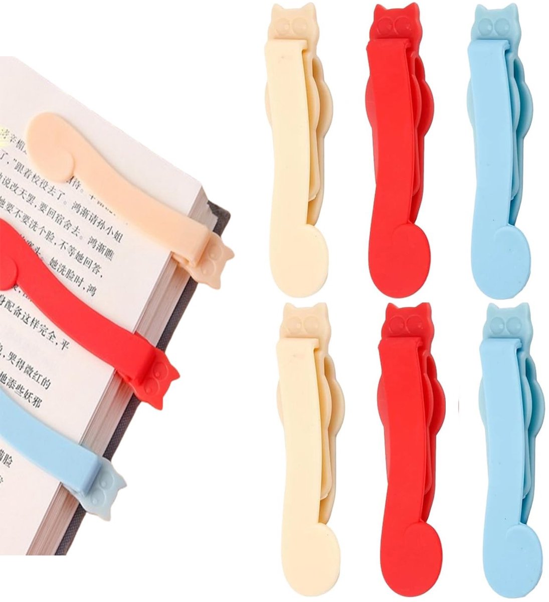 Dailygoods- Boekenlegger Magnetisch - 6 Stuks Siliconen - Draagbare Bladwijzerklem - Antislip - Kleurrijke Boekenleggers - Hoogwaardige Siliconen - Bladwijzerclip