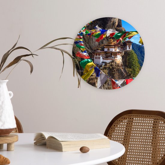 Wall Circle - Wall Circle Indoor - ⌀ 30 cm - Plastique - Bhoutan - Drapeaux - Montagnes