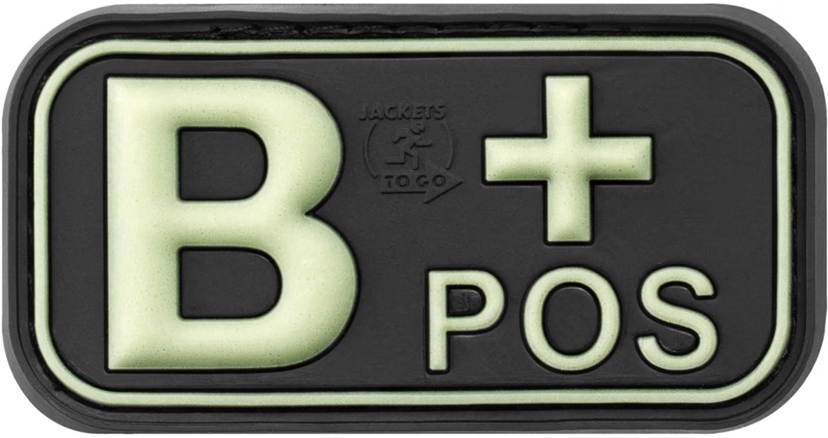 Rubberen badge JTG Bloodtype B+