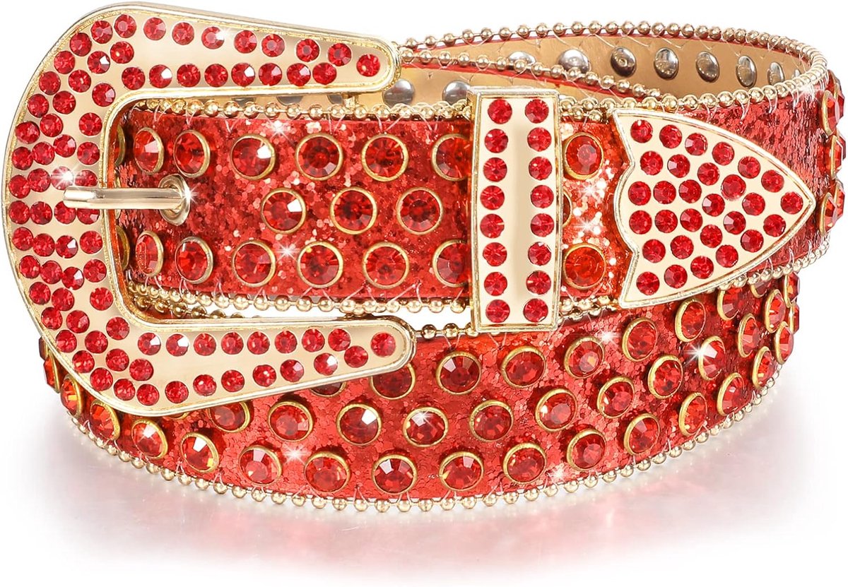 Strass-riem voor mannen en vrouwen, bling western cowgirl cowboy leren riem met klinknagels, glanzende tailleriem voor jeans, broeken, jurken