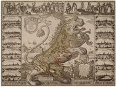 Affiche - Carte des Nederland en forme de lion - 120x90 cm