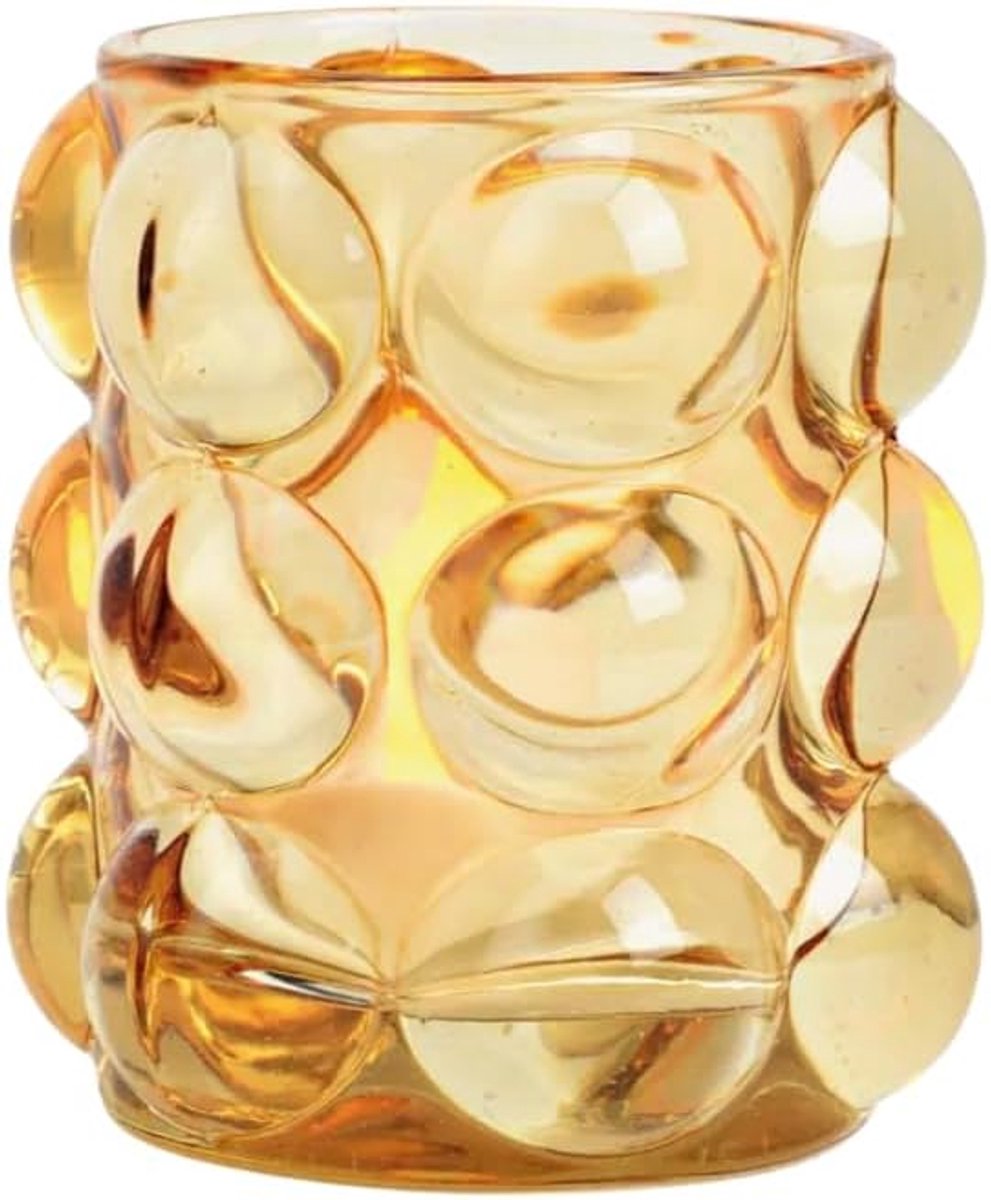 theelichtglas beige-bubble design minimalistische decoratie woonkamer kaars glas voor tafeldecoratie, bruiloft & cadeau 8 cm x 10 cm windlicht Scandi-stijl (2)
