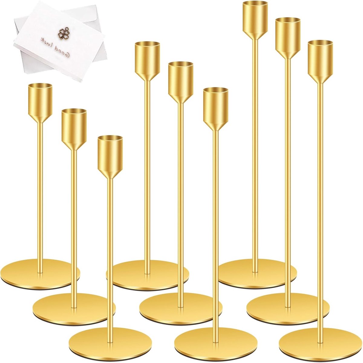 Kandelaars,Gouden Kaarshouder 9 Set,Hoge Kandelaar,vintage Kaarsenstandaard,Decoratieve kandelaar houder voor Huisdecoratie,Dinerkamers,Kopstukken,Tafelopstellingen & Geschenken