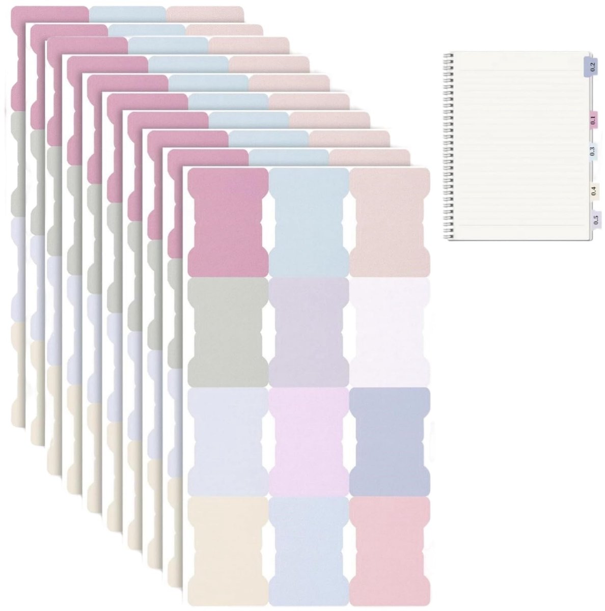 Dailygoods- Boektabs 120 Stuks - Zelfklevende Indextabbladen - Beschrijfbare Plaknotities - Scheurbestendig - Duurzaam - Lichtgeel/Wit/Licht Kaki/Lotuswortelroze/Hemelsblauw - Indexstickers