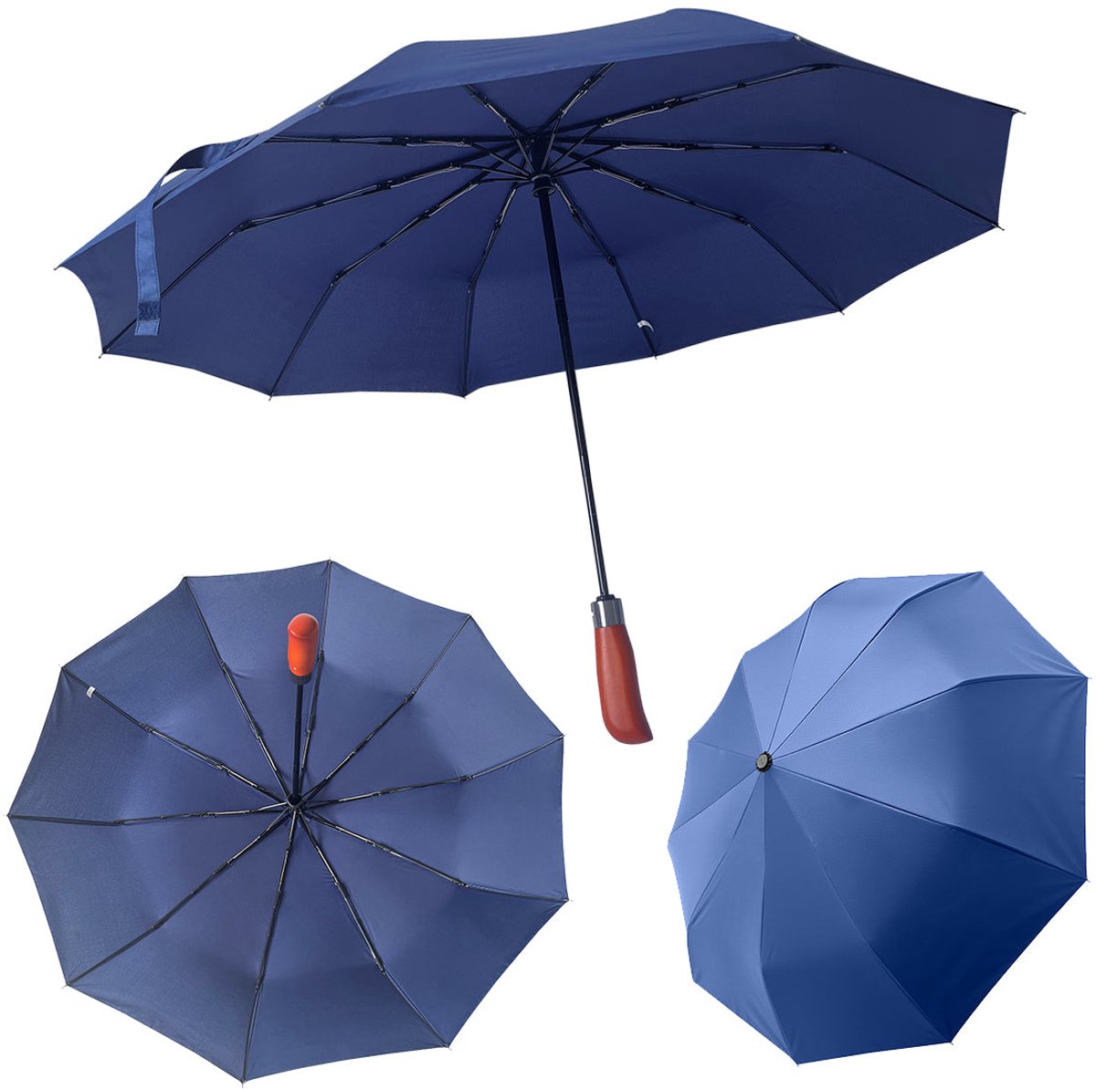LE MONDE DU PARAPLUIE Automatische, windbestendige opvouwbare paraplu voor heren,Blauw