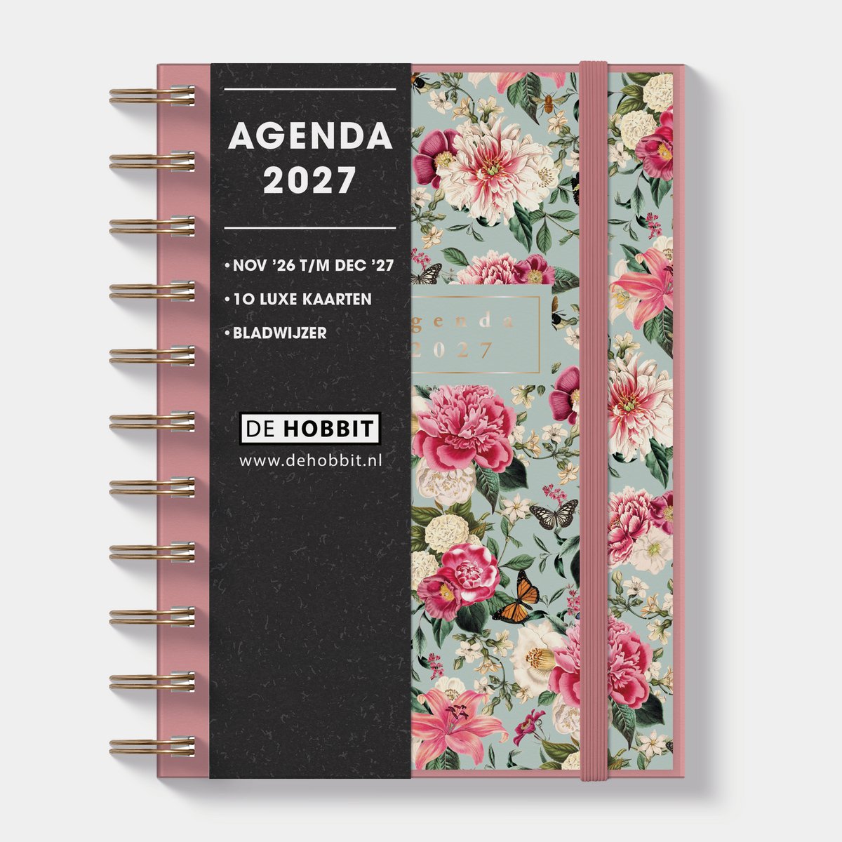 Hobbit - Ringband Agenda 2027 - Agenda A6 (14,8 x 11 cm) - Spiraal Agenda - 1 week op 2 pagina's - Flexibele Kaft - Brocante