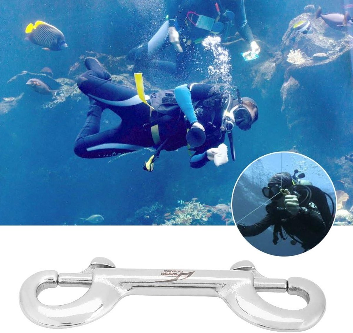 Dubbele Karabijnhaak van 316 RVS, Sterke Dipping Hooks met Dubbele Ring en Drukgat voor Veilig Bevestigen