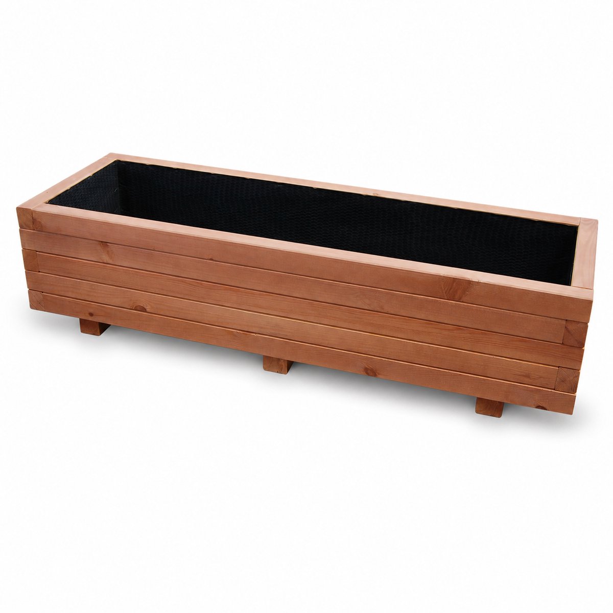 Plant&Bak Tuinbak Vurenhout L120 × B40 × H30 cm – Houten Plantenbak voor Buiten – Langwerpige Bloembak met Waterdichte Binnenbekleding – Notenbruin