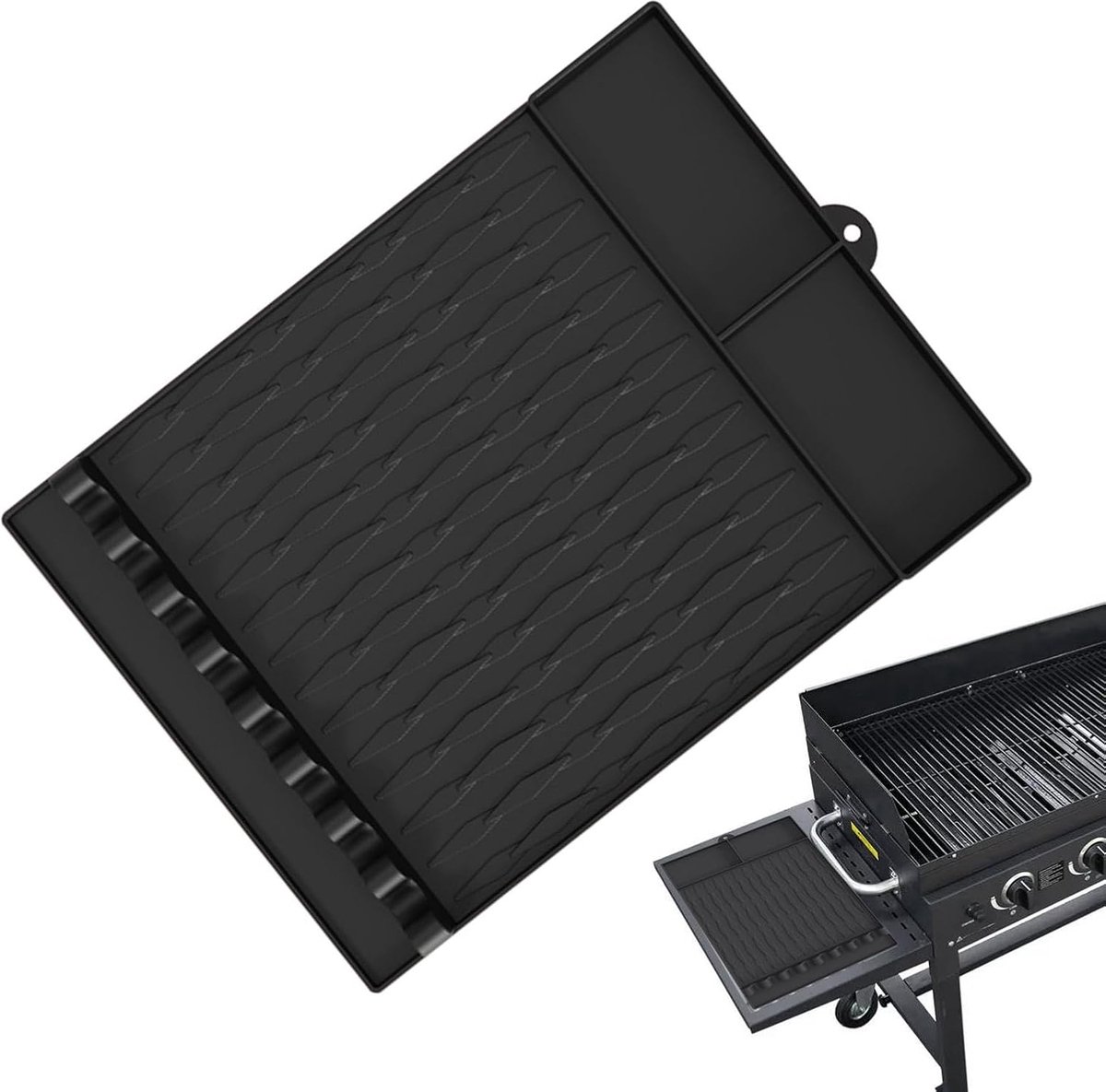 Siliconen Grillmat Hittebestendig Pad Barbecue Beschermen Geïntegreerde Olieafvoer 425 cm Lengte Zwart