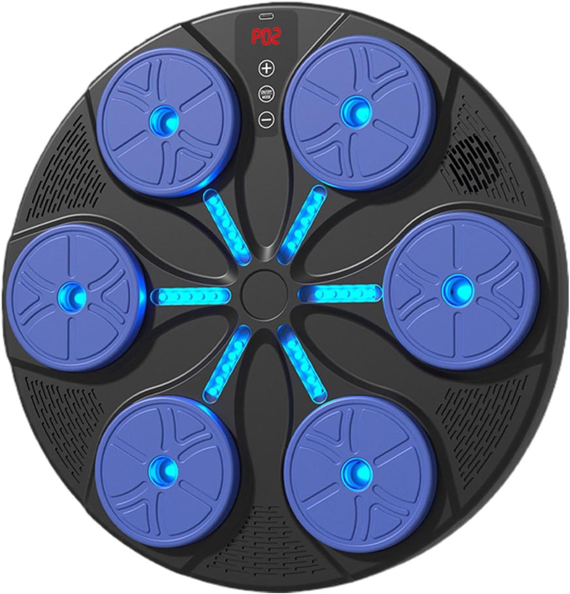 Muziek Bokszak - Slimme Trainer - Interactieve Training - Muurbevestiging Ruimtebesparend - 43x43cm - Blauw