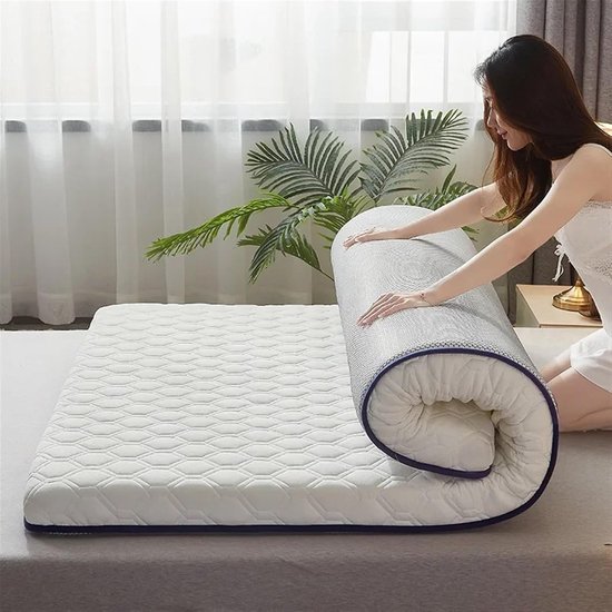Opvouwbare Latex Matras - Comfortabel Slaapkussen - Ontspannen Slapen - Antislip Katoen - 120 x 190 cm - Wit — afbeelding 4