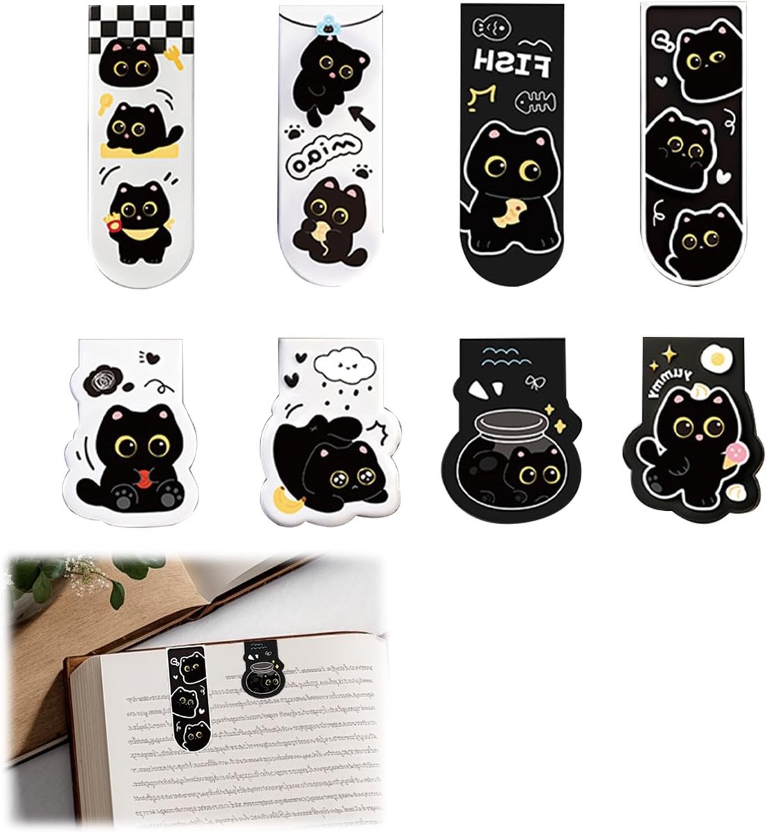 Schattige en praktische magnetische boekenleggers in kattenstijl, ideaal voor het markeren van pagina's, perfect cadeau voor kattenliefhebbers en boekenwurmen