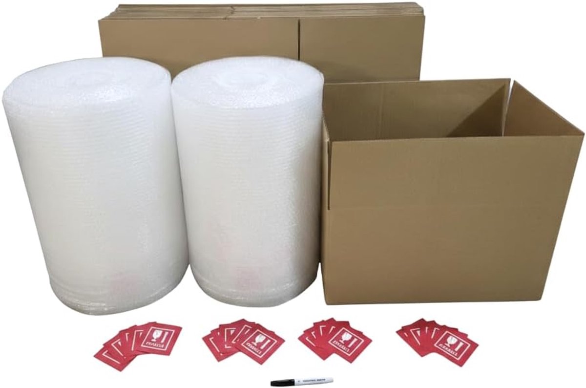 Verhuisset Compleet - Verhuisdozen Pakket - Appartement Verhuizen - Versterkte Kartonnen Dozen - 20 Dozen 54L - Bruin