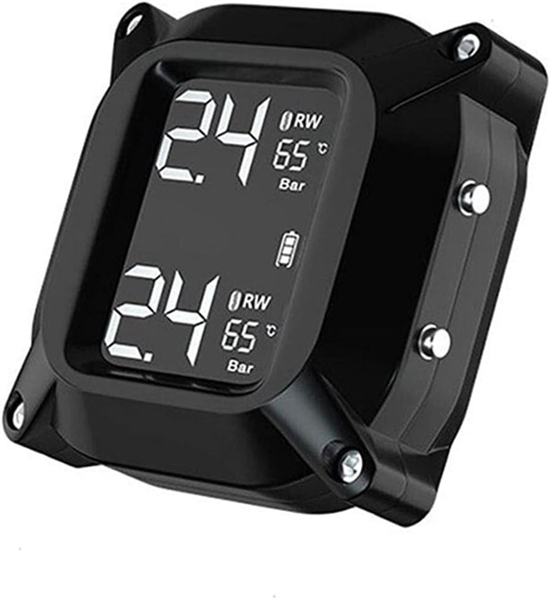 Bandenspanningsmeter Motorfiets - TPMS Systeem - Veilig Rijden - Realtime Temperatuur - 2 Sensoren - Zwart