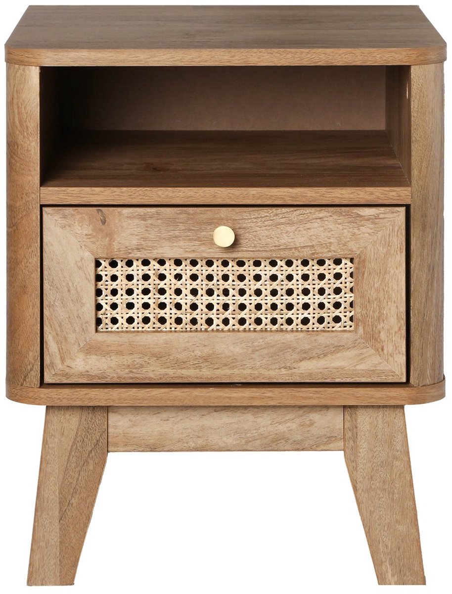 CALICOSY - Nachtkastje 1 Lade met Rotan Front en 1 Open Vak L39 cm - PALMO