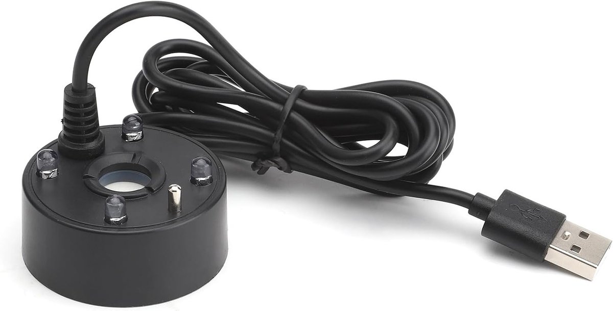 Ultrasone Mist Generator voor Aquarium en Fontein, LED Kleurverandering, Eenvoudig te Gebruiken, Bescherming tegen Watertekort, Ideaal voor Vijvers en Decoratie
