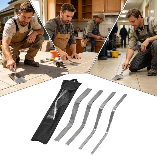 Voegentroffel Set - Metselgereedschap - Muur en vloer - 4-delig S-vormig - 25.8 cm - Zilver — afbeelding 5