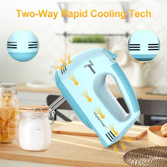 Elektrische handmixer - Keukenmixer - Bakken en mixen - 7 snelheden - 5 opzetstukken - Blauw — afbeelding 5