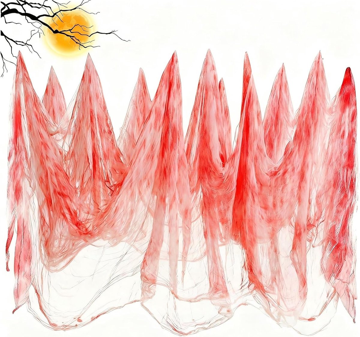 Creepy Mesh voor Halloween Decoratie, Bloedige Gordijn voor Spookhuizen, Ideaal voor Binnen en Buiten, 215 x 500 cm