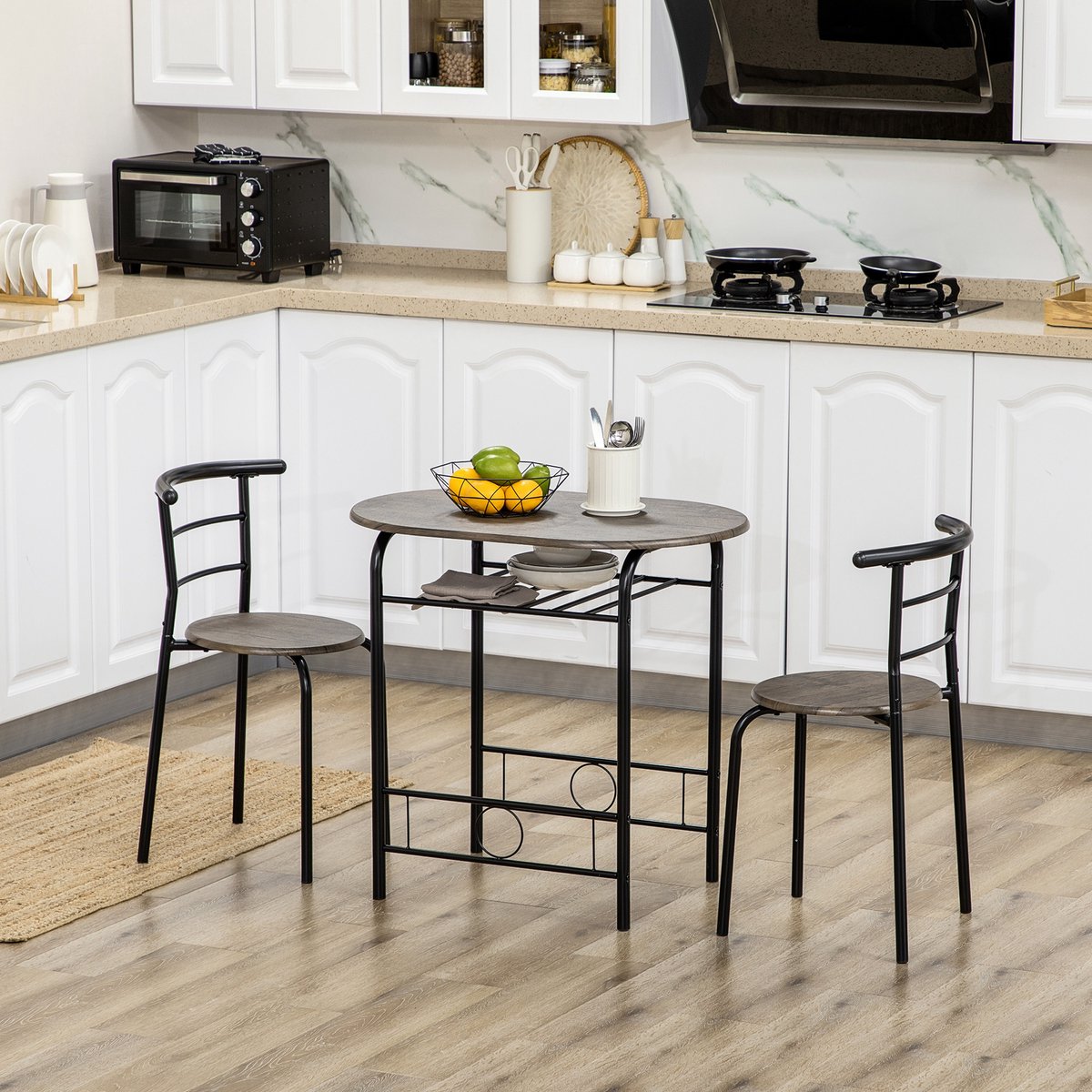 STILVORA Tafel En Stoelen Set - Compact Bistroset Met Opbergrek - Voor Kleine Keuken En Ee