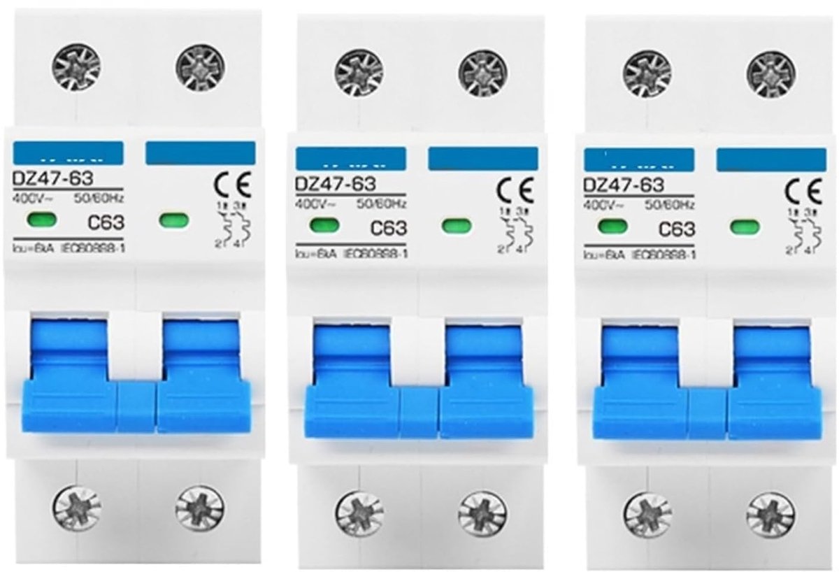 Stroomonderbreker - MCB automaat - Elektrische beveiliging - Hoge kortsluitwaarde - 6A tot 63A - Grijs