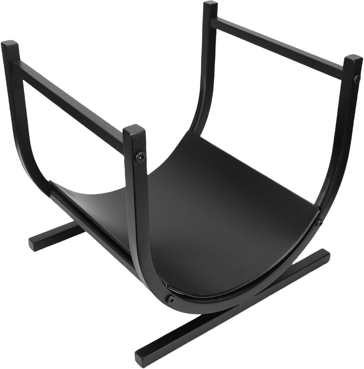 Brandhoutrek - Houthouder Opberger - Open Haard Gebruik - Stevige Ijzeren Constructie - 47D x 46B x 10H cm - Zwart