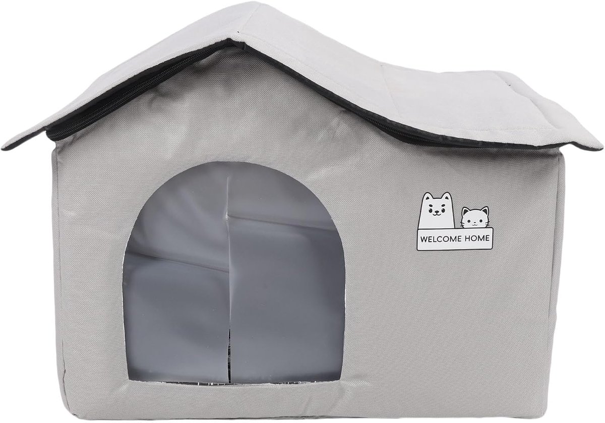 Koelhuis voor Huisdieren - Verkoelende Huisdierenbox - Hitte Ontvluchten - Verwijderbare Structuur - 46.5x35.5cm - Zwart