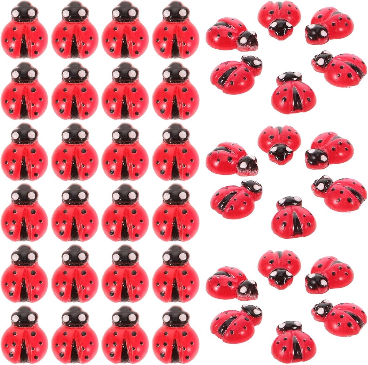 Mini Lieveheersbeestjes - Tuindecoratie Beeldjes - Landschap Verfraaien - Weerbestendige Hars - 100 Stuks - Rood