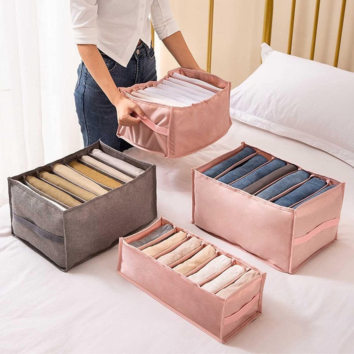 Kleding Organizers - Lade Verdelers - Garderobe Ordenen - Mesh Nylon Materiaal - 4 Stuks - Grijs