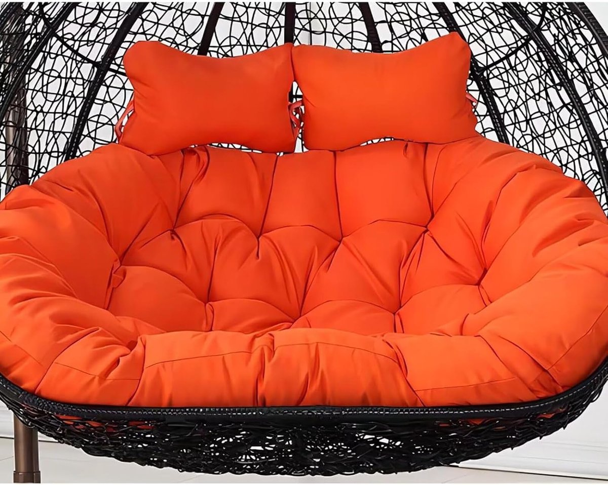 Schommelstoel Kussen Set - Eierstoel Zitkussen - Buiten Ontspannen - Waterdicht en Dik - 150 x 110 cm - Oranje