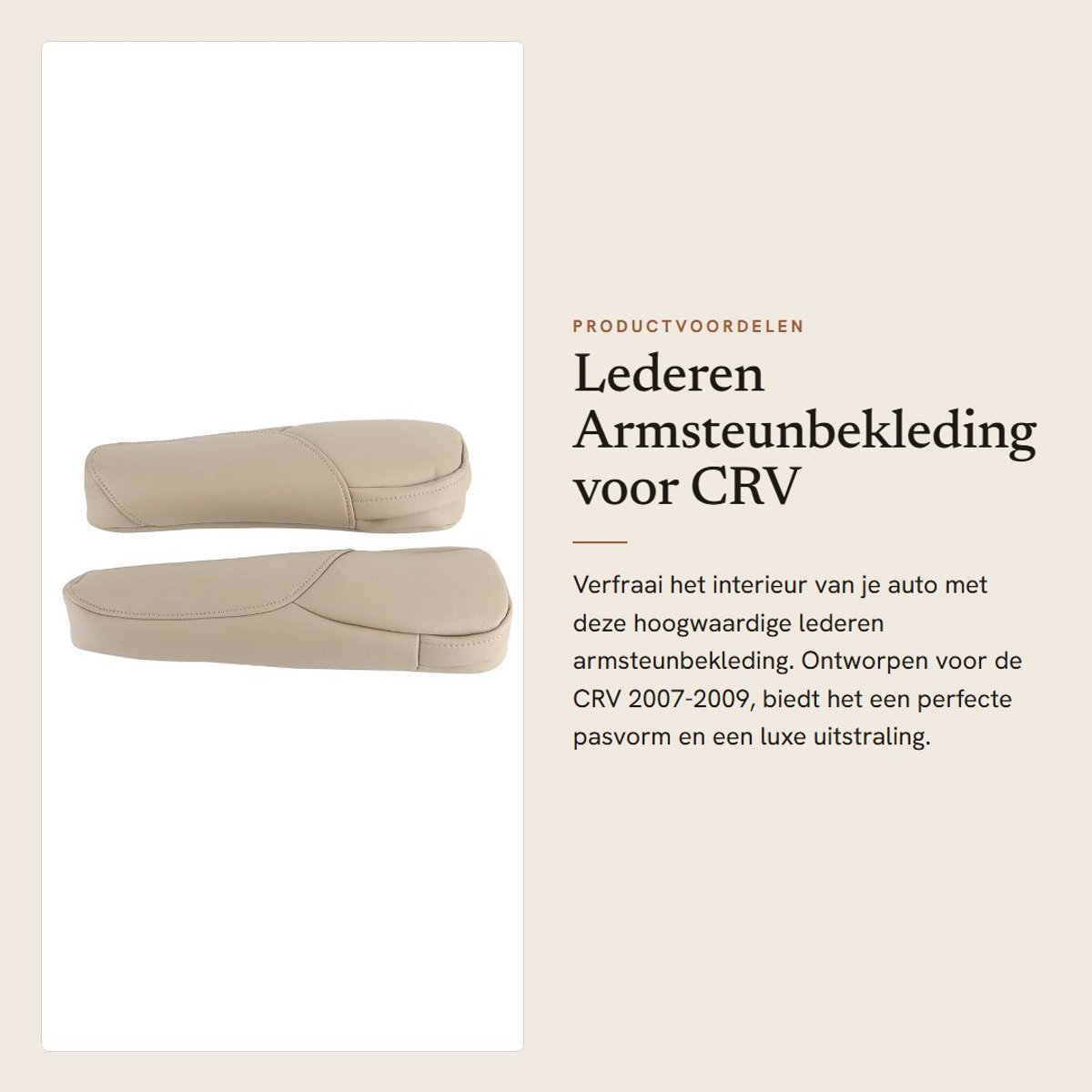 Dailygoods- Stoelbekleding Lederen - Microfiber Armsteunbekleding - Betrouwbaar - Royaal - Verfijnd Vakmanschap - Vervanging CRV 2007-2009 - Autostoelbekleding