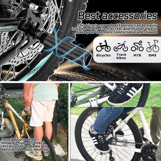 Dailygoods- Fiets Voetsteunen Aluminium - Universele Bike Pegs - BMX Stuntpinnen - Mountainbike Accessoires - 2 Stuks - 100 x 28 mm - Fietssteunen van Dailygoods — afbeelding 3