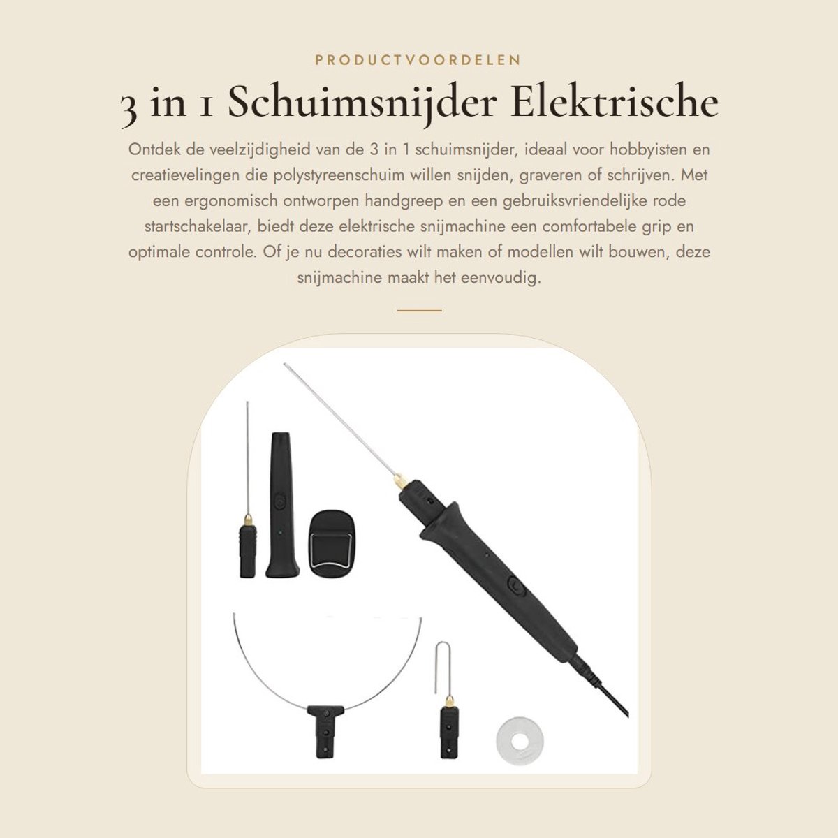 Dailygoods - 3 in 1 Schuimsnijder - Elektrische Snijmachine - Ergonomisch Handvat - Zwart - Piepschuim Snijden - Geschikt voor Hobbyisten - 100 Millim...