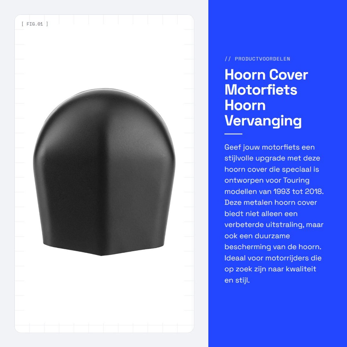 Dailygoods- Hoorncover Metalen Materiaal - Vervanging - Touring Modellen - Gloednieuw - Mat Zwart - Motorfiets Accessoire - Motorfietsaccessoires