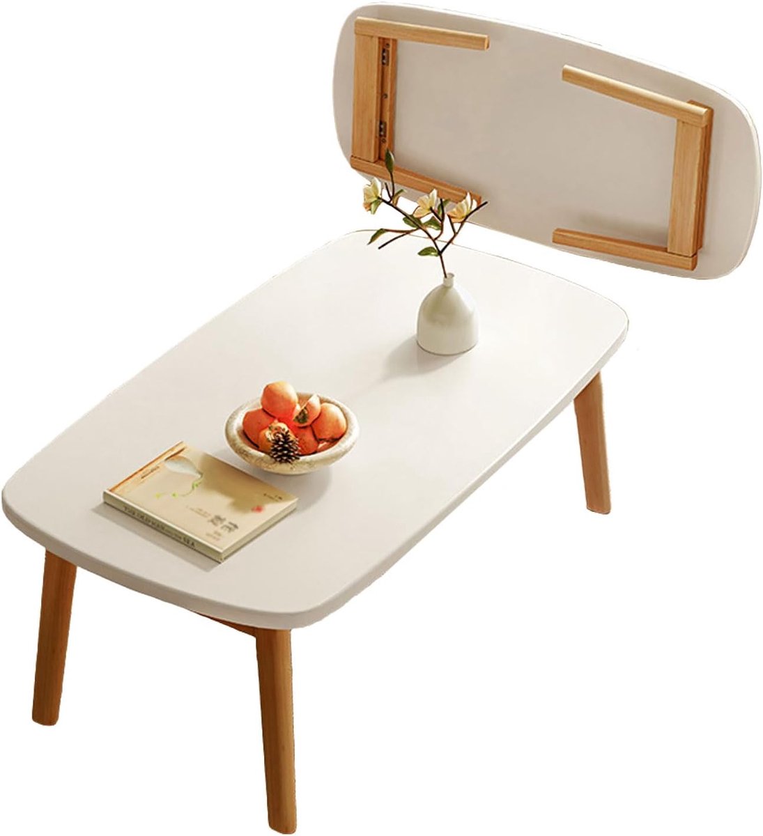Opvouwbare Tafel - Lage bijzettafel - Eten en werken - Ruimtebesparend ontwerp - 100 cm - Geel