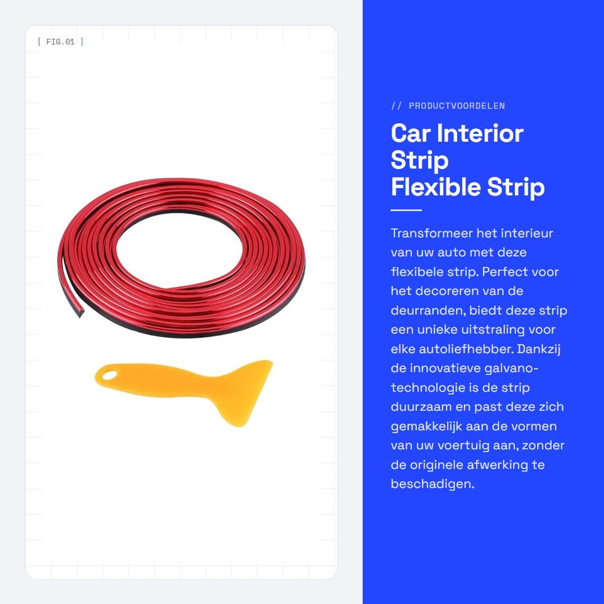 Dailygoods- Autodeurranddecoratie 5 m - Flexibele Strip