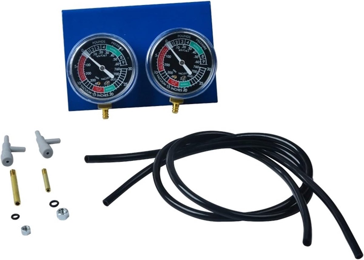 Vacuüm Meter Set - Carburateur Balancer - Motor Synchronisatie - Twee Precisie Meters - 7cm Diameter - Blauw