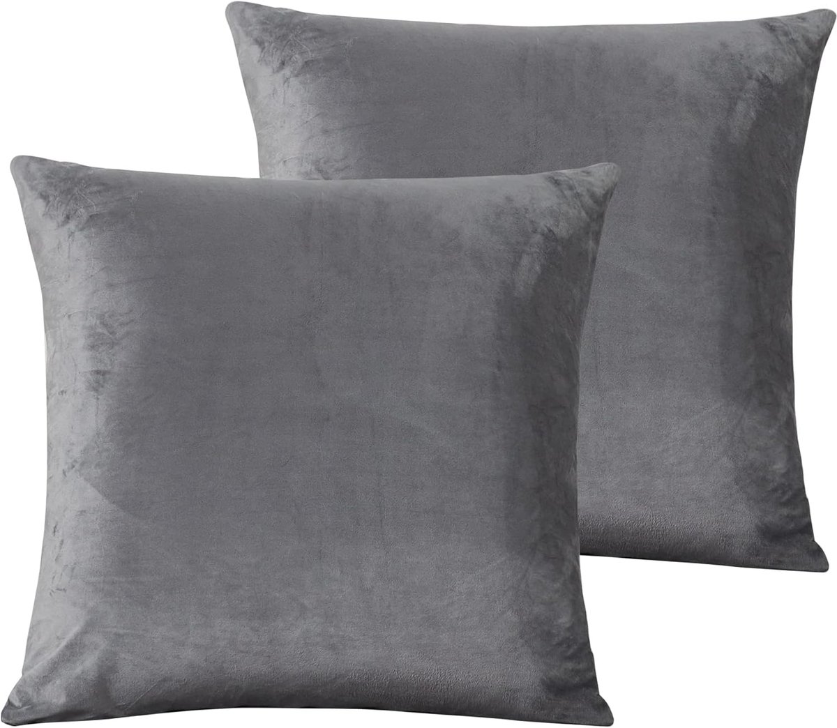 Famanu Set van 2 pluche kussenhoezen, 80 x 80 cm, warm en zacht voor de winter, grijs