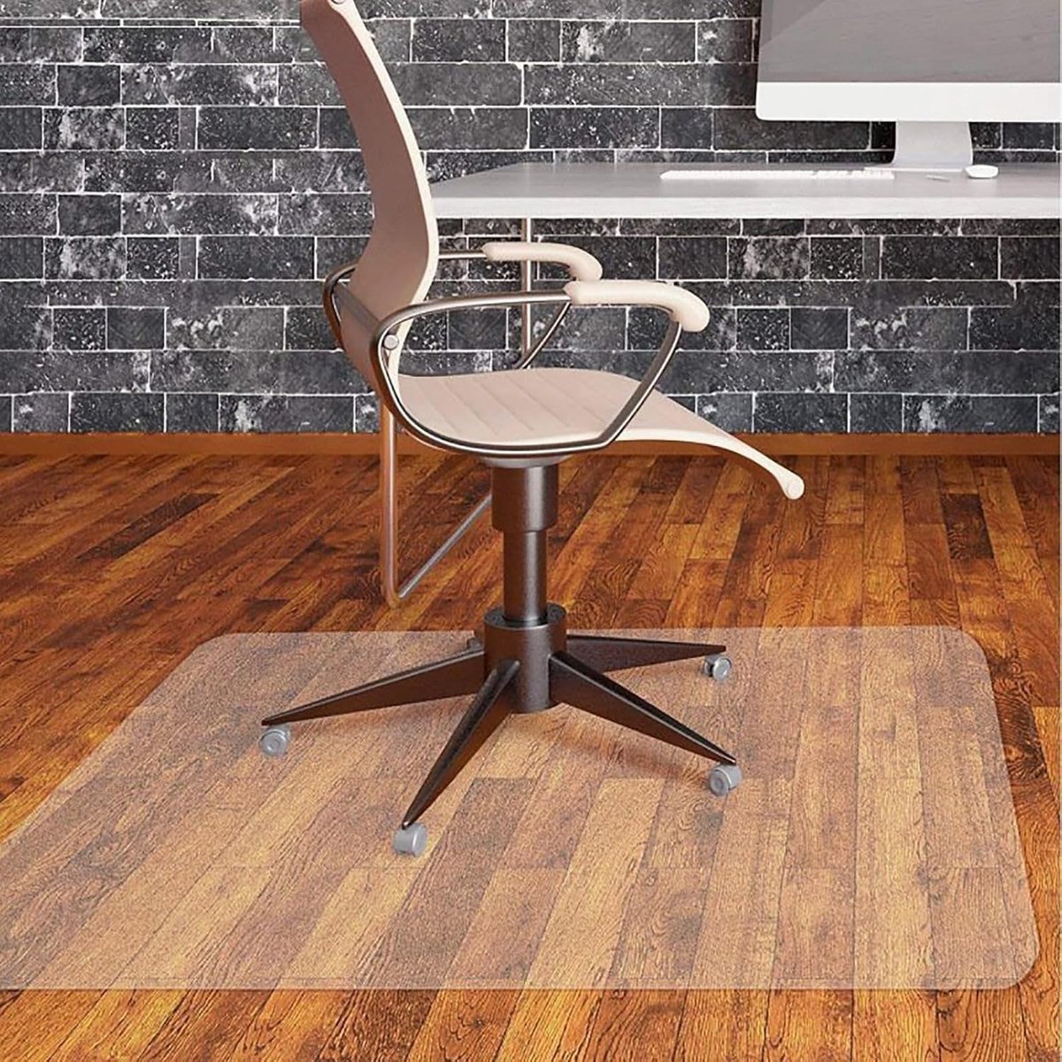 Bureau Stoelmat - Vloerbeschermer Bureau - Vloer Beschermen - Niet-Glijdend PVC - 120x120cm - Transparant