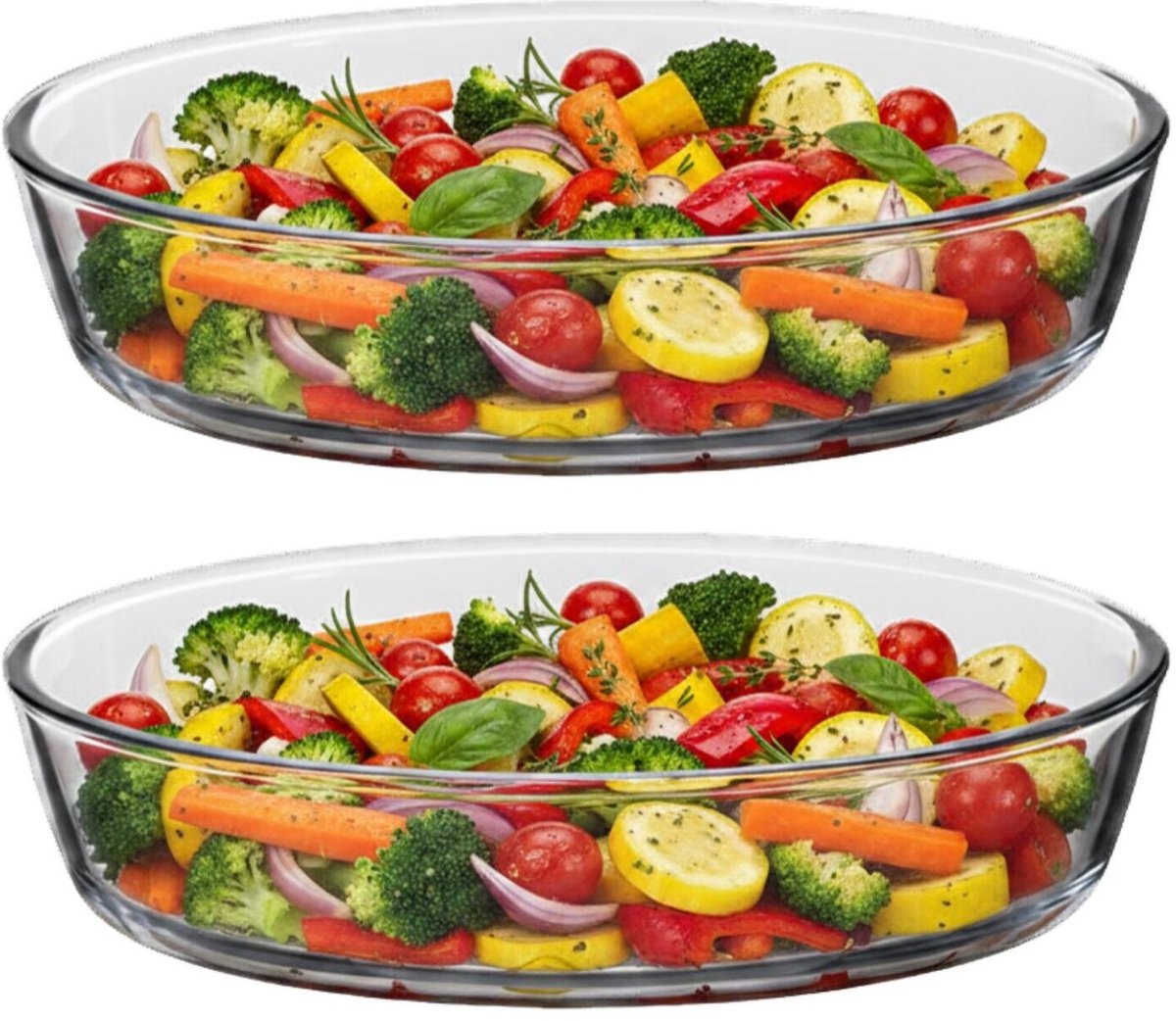 Alessandro Ovenschaal - 2x - 1.6 liter - 26 x 18 x 6 cm - glas - vaatwasser bestendig - transparant
