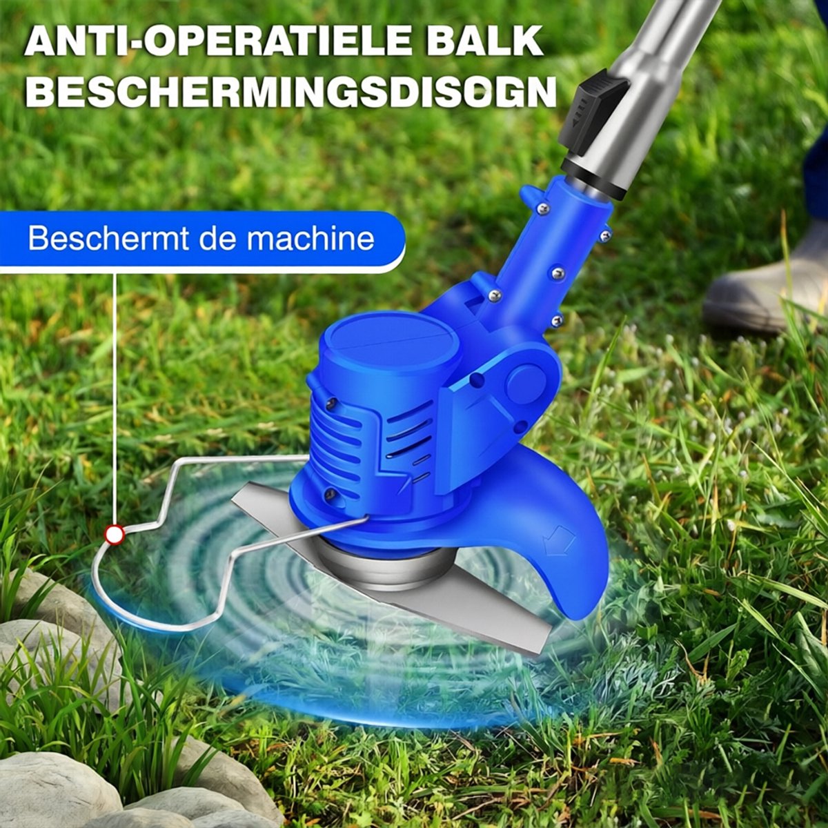 Accu-Grasmaaier met 21V Accu, Bosmaaier, Elektrische Grasmaaier met 2 Accu’s, Trimmer, Tuin-, Gazon- en Onkruidtrimmer, Elektrische Trimmer, Tuinkantensnijder Voor Tuin en Erf – foto 6
