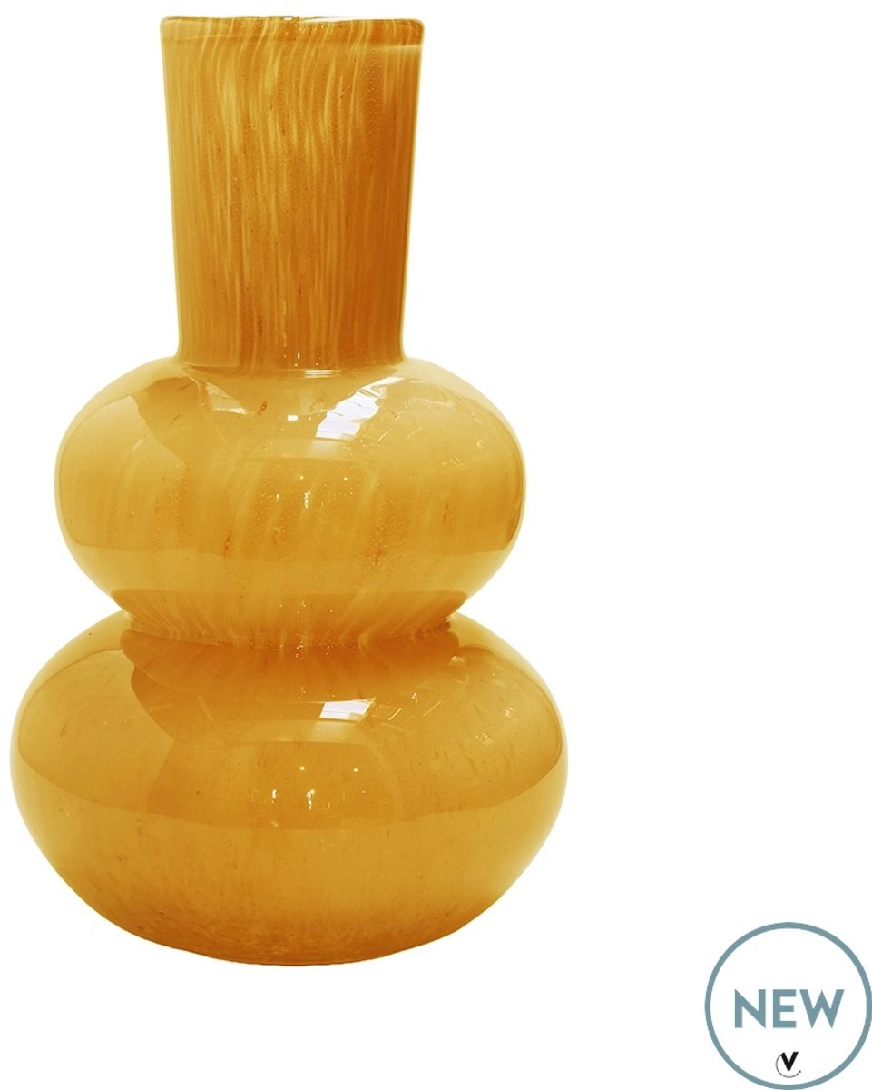 Vase The World Vaas Elite Lindi | Geel | Mondgeblazen glas | dik glas | Ø22 x H36 cm Yellow