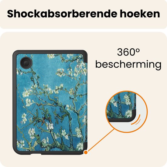 Hoesje Geschikt voor Kobo Clara BW Hoes Book Case Trifold - Hoes Geschikt voor Kobo Clara BW Hoesje Book Cover - Bloesem van Hoesje  — afbeelding 4