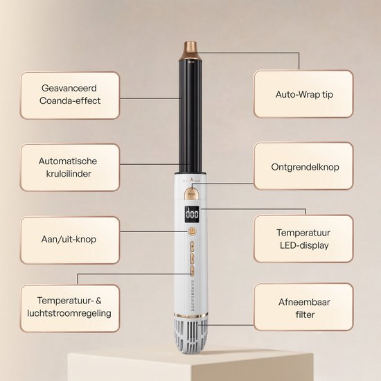 Sansbeauté® 8-in-1 Airstyler met Diffuser - Multistyler - Föhnborstel Kort Haar - Haarkruller - Haarstyler - Haardroger - Warmteborstel - Krulborstel - Krultang - Haarstijler - Stijlborstel - 5 in 1 Hairstyler