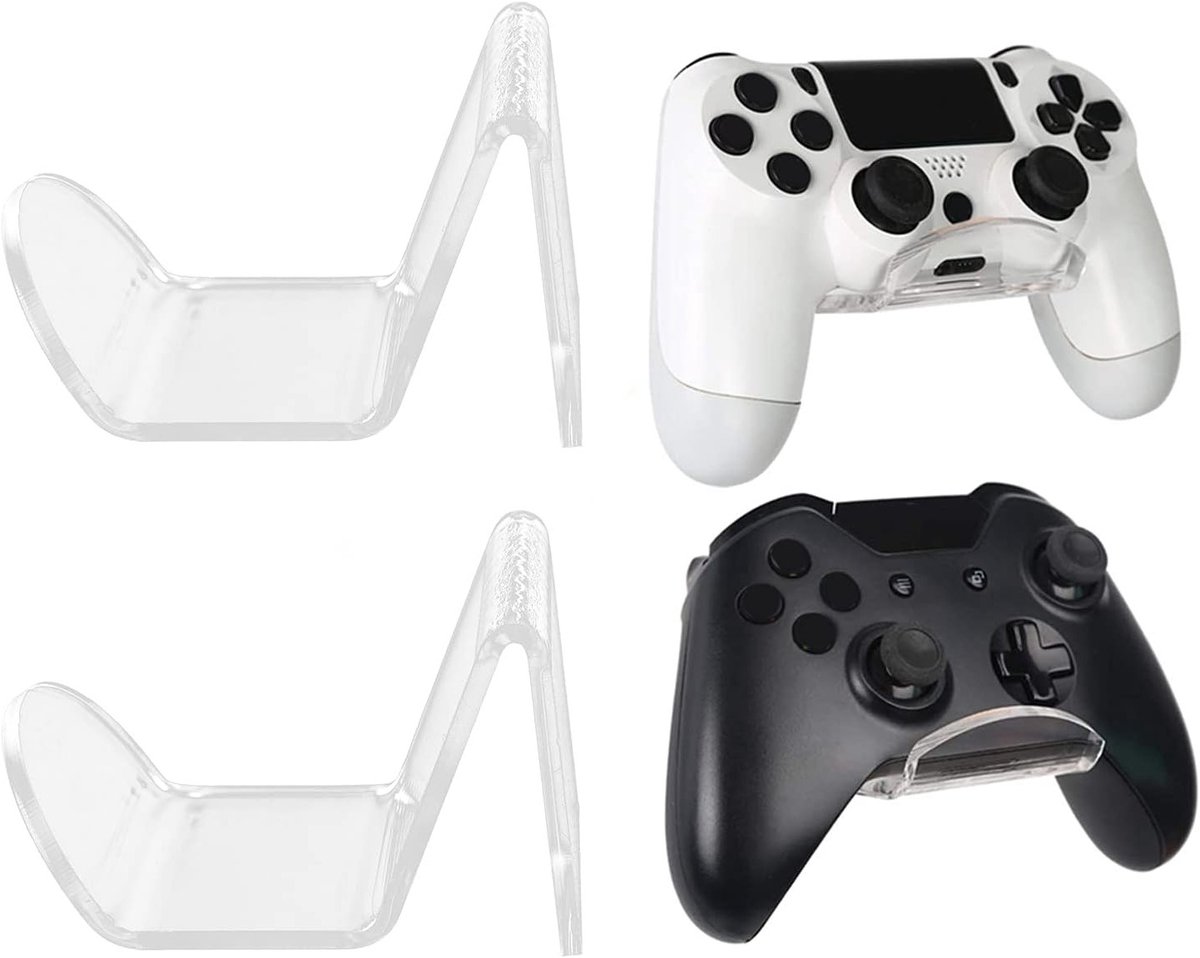 Set van 2 Wandmontage Hoofdtelefoonstandaards - Zelfklevende Transparante Acryl Houder voor Gaming Hoofdtelefoons en Consoles