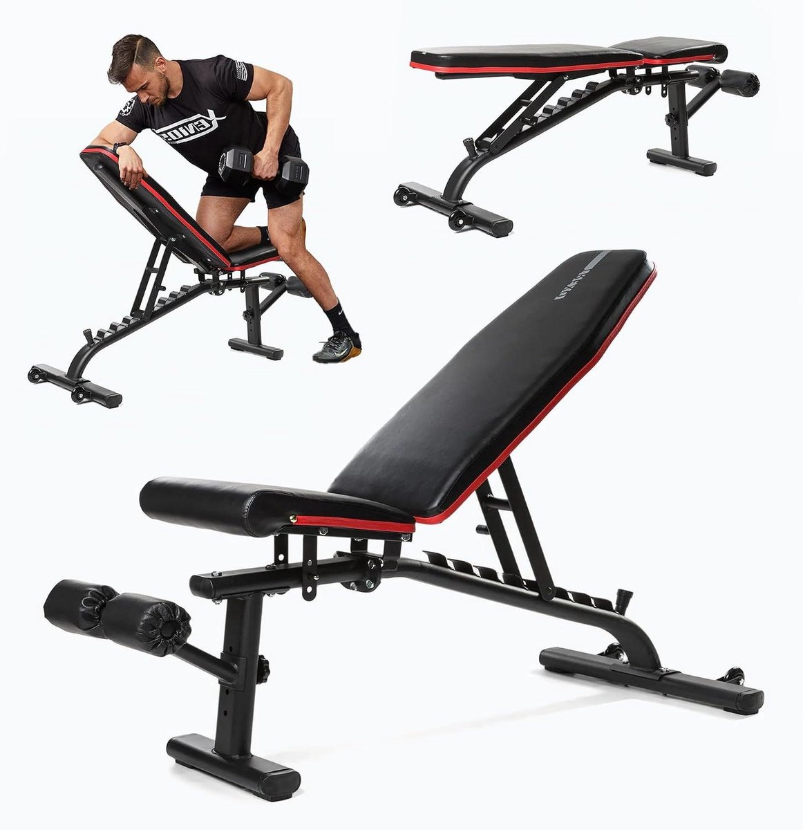 Verstelbare Trainingsbank - Fitness Bank - Kracht Training - Stalen Constructie - 300 kg - Zwart